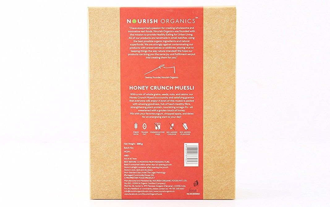 Nourish Organics Honey Crunch Muesli    Box  300 grams